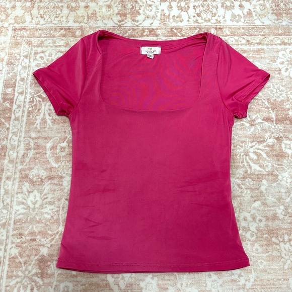 live in the moment Tops - Hot Pink Square Neck Fitted Top